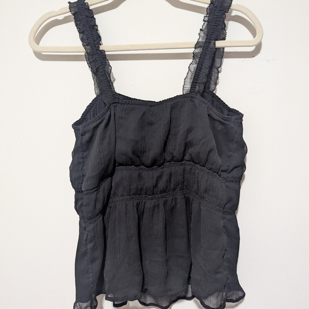 Black Ruffled Tank Top - Picture 3 of 3